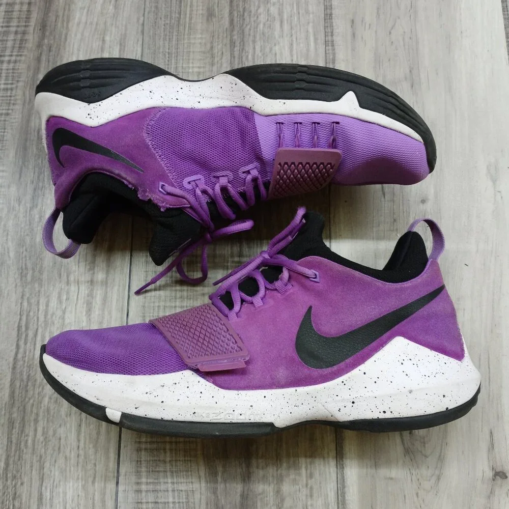 Nike PG 1 Bright Violet 2017 Purple Black White Suede Size 13 Paul George